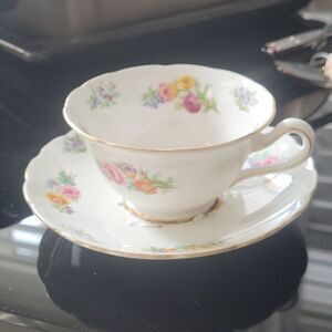 𝅺grosvenor Bone China Jackson & Gosling Flowers Tea Cup & Saucer